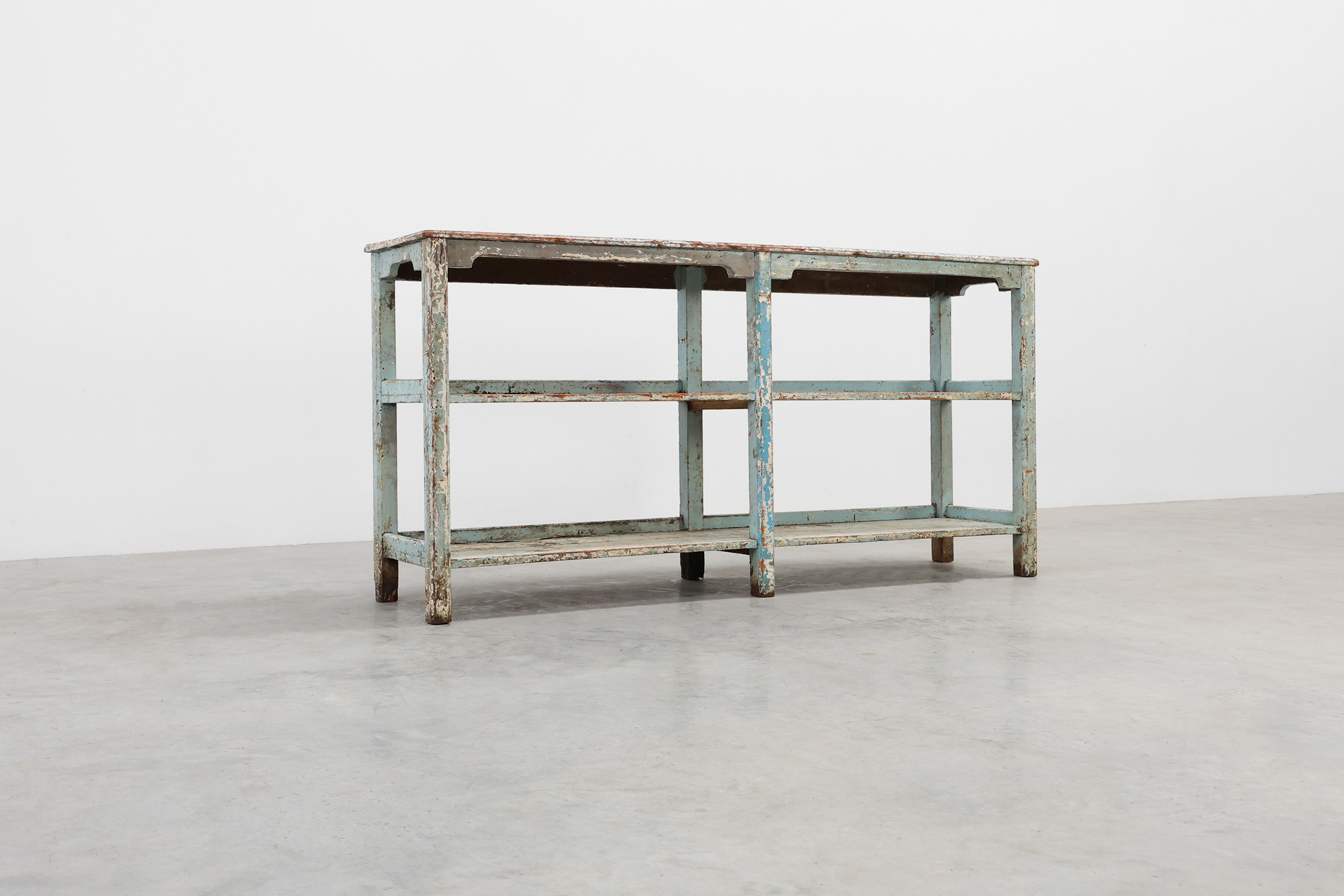 Industrial console with patina of old layers of paint, France ca. 1900thumbnail